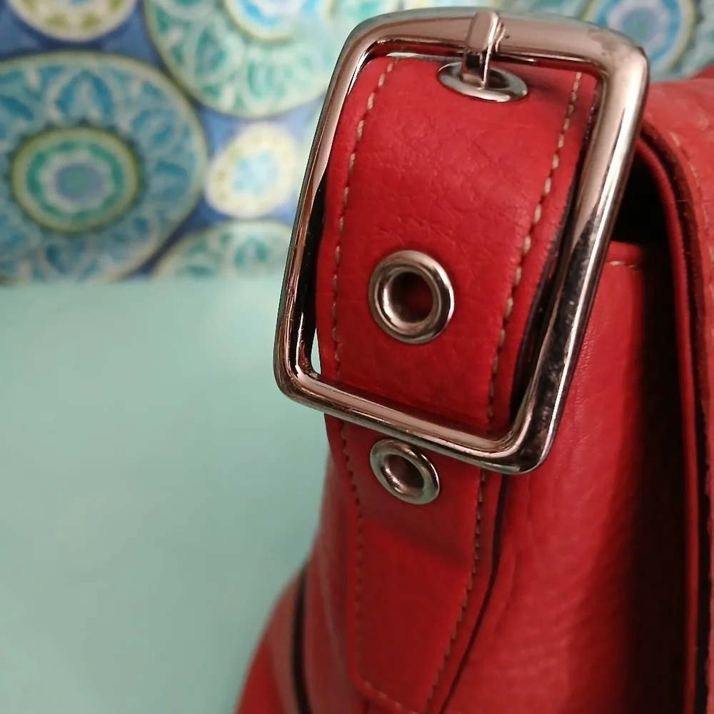 Coach Hamilton Crossbody Bag with Flap Closure Silver Hardware Pebbled Leather